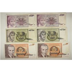 YUGOSLAVIA 2-1990-50 DINARAS, 2-1991-100 DINARAS &