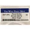 Image 3 : 2017 (W) AMERICAN SILVER EAGLE PCGS MS70