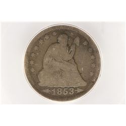 1853 ARROWS AND RAYS SEATED LIBERTY QUARTER