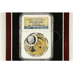 2015 GILT NIUE SILVER $2 PANAMA-PACIFIC