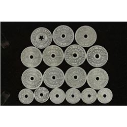 17 ASSORTED ALUMINUM UTAH & WASHINGTON TAX TOKENS