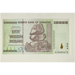 2008 ZIMBABWE 50 TRILLION DOLLARS CRISP UNC BANK