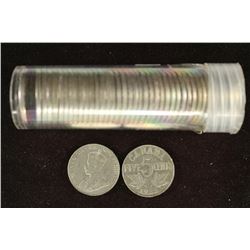 1922 SOLID DATE ROLL OF 40 CANADA 5 CENTS