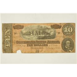 1864 CONFEDERATE STATES OF AMERICA $10 BILL