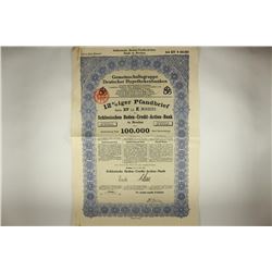 1923 GERMAN 100.000 MARK BOND