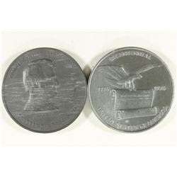2-2" TOKENS LINCOLN AND BICENTENNIAL