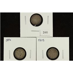 1886, 1890 & 1898 CANADA SILVER 5 CENTS