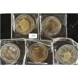 5-GOLD ENHANCED DOUBLE EAGLES 1 1/2'' TOKENS