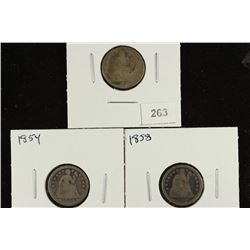 1838, 1854 & 1858 SEATED LIBERTY DIMES