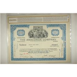 VINTAGE STOCK CERTIFICATE THE ANACONDA COMPANY