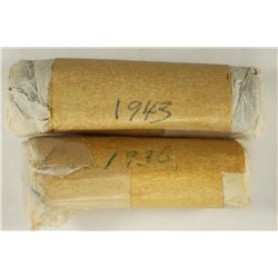2 SOLID DATE ROLLS OF GREAT BRITAIN FARTHINGS