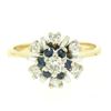 Image 1 : 14k Yellow & White Gold 0.65 ctw Diamond Sapphire 3 Tiered Starburst Cluster Rin