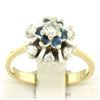 Image 4 : 14k Yellow & White Gold 0.65 ctw Diamond Sapphire 3 Tiered Starburst Cluster Rin
