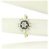 Image 7 : 14k Yellow & White Gold 0.65 ctw Diamond Sapphire 3 Tiered Starburst Cluster Rin