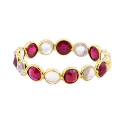 1.40 ctw Ruby and Moonstone Eternity Ring - 18KT Yellow Gold
