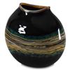 Image 2 : "Black Opal Flat Vessel" Hand-Blown Glass Bowl Sculpture, Hand Signed by Gartner