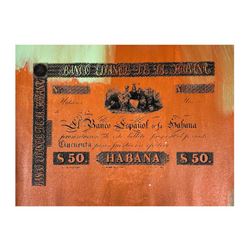 Steve Kaufman (1960-2010), "Banco Espanol de la Habana" Hand Signed and Numbered