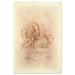 Brachi Horen, "Hadlakat Nerot Shabt" Hand-Embellished Mixed Media with Goldleaf,