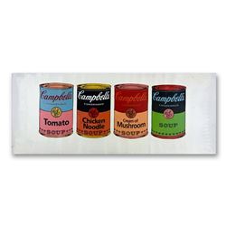Steve Kaufman (1960-2010), "4 Soup Cans State One" Hand Signed HC Edition Hand P
