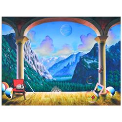 Ferjo, "Switzerland View" Original Painting on Canvas, Hand Signed with Letter o