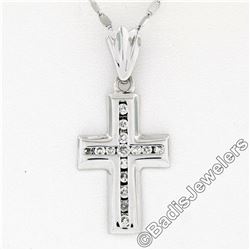 14kt White Gold 0.60 ctw Round Brilliant Diamond Cross Pendant Necklace
