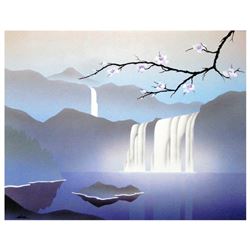 Ken Shotwell, "Serenity Cascade" Hand Signed Original Panting on Board with Cert