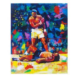 Igor Semeko, "Ali Over Liston" Hand Signed Mixed Media on Canvas with Letter of