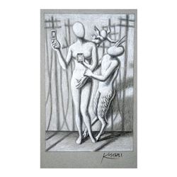 Mark Kostabi "The Mythology Of Communication" Hand Signed Original Artwork with