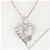 10kt White Gold Pave Set Single Cut Diamond Open Heart Flower Cluster Pendant Ne