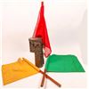 Image 1 : Chicago and Northwestern RY Semaphore Flag and Flares in Metal Tin  [133456]