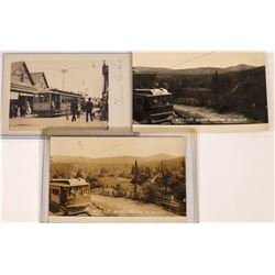 Gold Flat, Grass Valley, California, Electric Street Car Postcards - 3 RPCs  [129014]