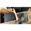 Image 2 : 2 BOXES OF KITCHEN ITEMS, STEREO EQUIPMENT, SPEAKERS