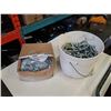 Image 1 : Box of square nuts and bucket of shackles