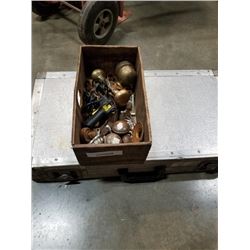 BOX OF DOOR KNOBS AND TOOL CASE