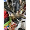 Image 3 : Lot of toque scarves and mittens with tray of warner bros collectibles and Size 8.5 cowboy boots