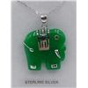 Image 1 : STERLING SILVER GENUINE JADEITE AND SYNTHETIC RUBY "ELEPHANT" PENDANT W/ STERLING CHAIN W/ APPRAISAL