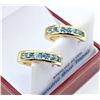Image 1 : STERLING SILVER YELLOW GOLD PLATED GENUINE BLUE TOPAZ HOOP EARRINGS W/ APPRAISAL $865 - 14 BLUE TOPA