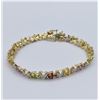 Image 3 : STERLING SILVER YELLOW GOLD PLATED GENUINE GEMSTONE BRACELET W/ APPRAISAL W/ $2670, 5.04CTS GEMSTONE