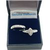 Image 1 : STERLING SILVER GENUINE DIAMOND LADYS ENGAGEMENT RING AND WEDDING BAND W/ APPRAISAL $900 - SIZE 7, 2