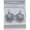 Image 1 : STERLING SILVER GENUINE DIAMOND FLORAL EARRINGS W/  APPRAISAL $1000, 14 DIAMONDS 0.08CTS