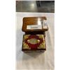 Image 1 : BRASS BOUND AND JADE JEWELLERY BOX W/ CONTENTS AND WOODEN JEWELLERY BOX W/ CONTENTS