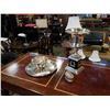 Image 1 : SILVER PLATE TRAY, BOWL, LIGHTER, AND HEAVY TROPHY