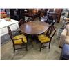 Image 1 : ROUND CARVED BASE DINING TABLE WITH LEAF AND 6 SHIELD BACK DINING CHAIRS