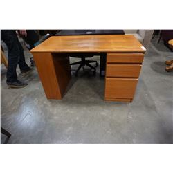 Teak desk with drawers and side shelves