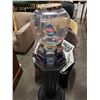 Image 2 : Vend it International four foot tall 25 cent gumball machine no key, as found, metal base, plastic w