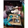 Image 2 : 2 TRAYS AND BOX OF CANDLES, KITCHEN ITEMS, ESTATE GOODS