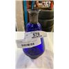 Image 2 : BLUE GLASS SILVER OVERLAY DECANTER AND 3 GLASSES