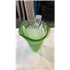Image 3 : GREEN GLASS PITCHER AND LEADED GLASS SHADE