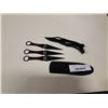 Image 1 : COLUMBIA MECHANICAL FOLDING KNIFE AND 3 THROWING KNIVES