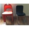 Image 2 : 4 ORANGE STACKING CHAIRS, 2 BLACK STACKING CHAIRS